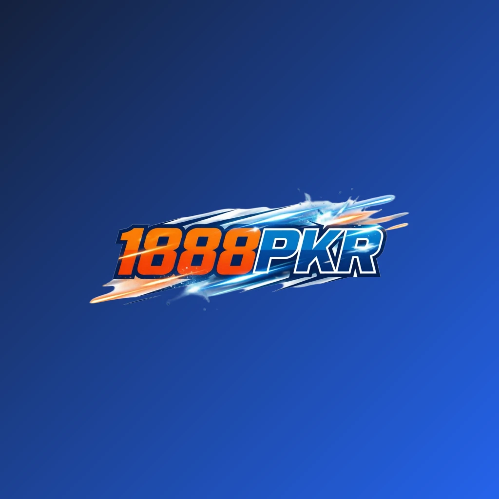 Bold and energetic 1888PKR sports logo with bright orange, blue, and white italic lettering featuring speed lines and motion effects on a transparent background